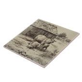 Antike Repro William Wise Sheep Fliese (Seite)