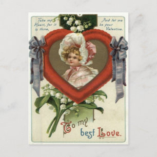 Antike Retro-Victorianische Valentinskarte für Mäd Feiertagspostkarte