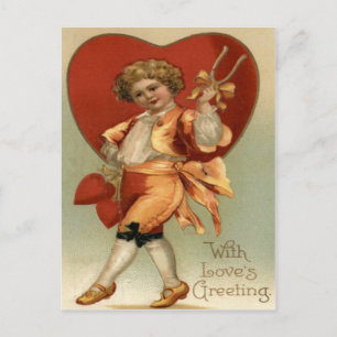 Antike Retro viktorianische Jungen Herzen Valentin Feiertagspostkarte