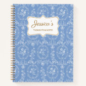 Antike Rococo-Blumen Florale Personalisierte Name Notizblock (Vorderseite)