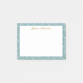 Antike Rococo-Blumen Florale Personalisierte Name Post-it Klebezettel (Vorderseite)