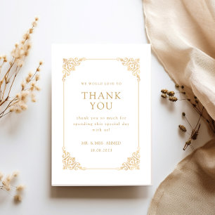 Antike Rokoko-Rahmen Gold Formale Schrift Hochzeit Dankeskarte