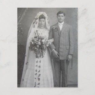 Antike romantische Braut und Bräutigam Fotos Postkarte