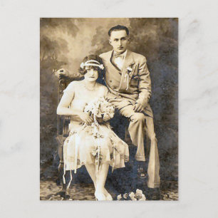 Antike romantische Braut und Bräutigam Fotos Postkarte