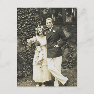 Antike romantische Braut und Bräutigam Fotos Postkarte