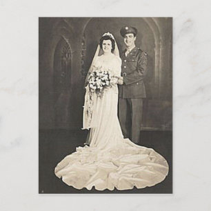 Antike romantische Braut und Bräutigam Fotos Postkarte