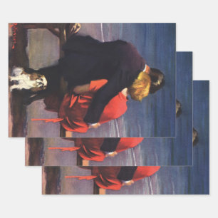 Antike romantische Liebe, Romanze am Strand Geschenkpapier Set