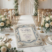 Antike Romantische Neoklassische Blaue 3D-Rose Einladung