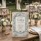 Antike Romantische Neoklassische Blaue 3D-Rose Einladung