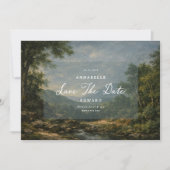 Antike Romantische Tapete blaue Hochzeitsdetails Save The Date (Vorderseite)
