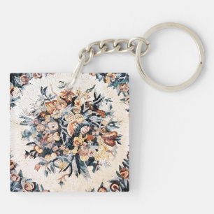 Antike römisch-italienische Elegant Blumenmosaik B Schlüsselanhänger
