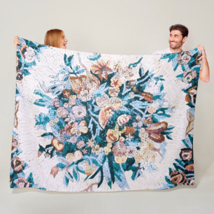 Antike römisch-italienische Elegante Blumenmosaik Fleecedecke