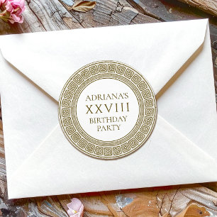 Antike Römische Geburtstagsfeier mit Steinelemente Runder Aufkleber