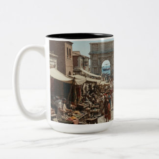 Antike römische & Hafenstadt-Markt-Kaffeetasse Zweifarbige Tasse