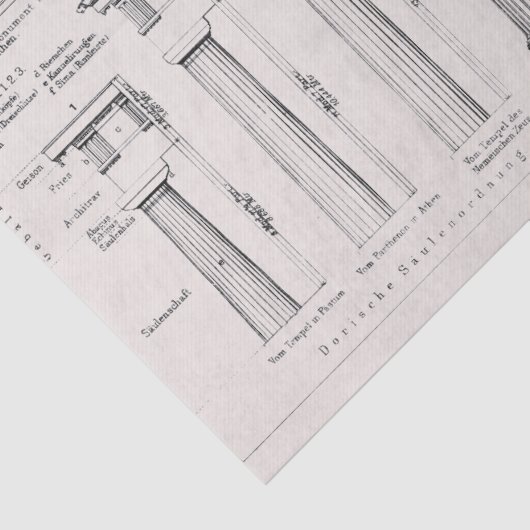 Antike römische Kolumnen Architektur Zeichnend Seidenpapier (Detail)
