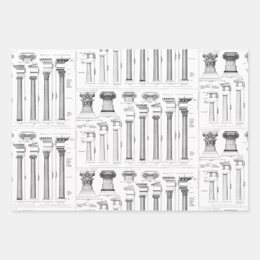 Antike römische Kolumnen Architekturzeichnungen Geschenkpapier Set (Vorderseite 2)