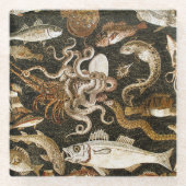 Antike römische Mosaik Pompeii Sea Life Steinmosai Glasuntersetzer (Vorderseite)