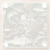 Antike römische Mosaik Pompeii Sea Life Steinmosai Glasuntersetzer (Rückseite)