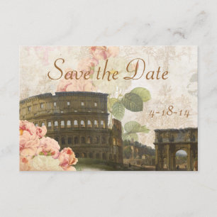 Antike Römische Rosa Rosen Vintage Heiratsankündig Save The Date