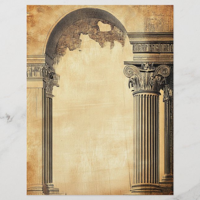 Antike römische RuinenÄltere Vintage Pergamentstil (Vorderseite)