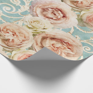 Antike rosa alte Rosen Blumen Damast Geschenkpapier