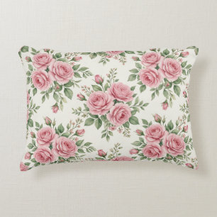 Antike rosa Aquarell-Rosen florales nahtloses Must Dekokissen