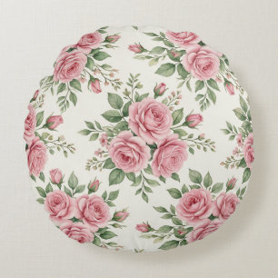 Antike rosa Aquarell-Rosen Florales Nahtloses Must Rundes Kissen