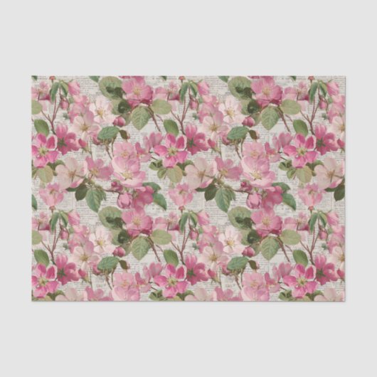 Antike rosa Blumen Decoupage Seidenpapier (Vorderseite)