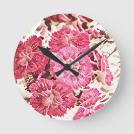 Antike rosa Blumenwanduhr Runde Wanduhr