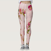Antike rosa Blüte Leggings (Vorderseite)