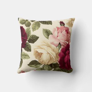 Antike Rosa Creme Botanisch Romantischer Chic Flor Kissen