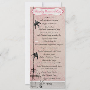 Antike rosa Damast-Vogelkäfig-Hochzeitseinladung Einladung