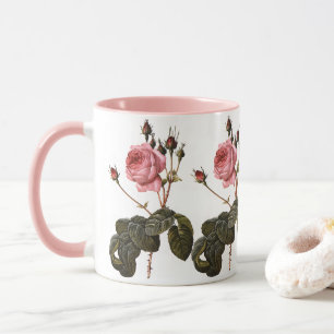 Antike rosa Gartenrosen in Blüte Tasse