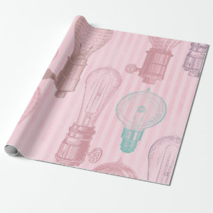 Antike rosa Glühbirnen Retro-Liebhaber Elektriker Geschenkpapier
