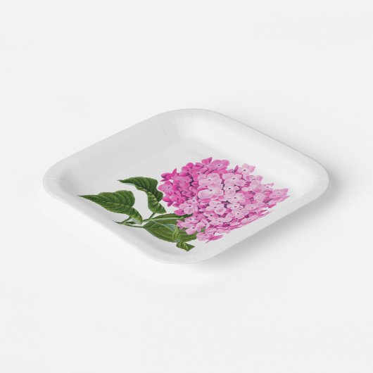 Antike rosa Hydrangea Blossom Pappteller (Gewinkelt)