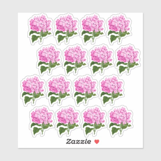 Antike rosa Hydrangea Blossom Stickers Aufkleber (Blatt)