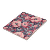Antike rosa Mohnblumen Blumen  Fliese (Seite)