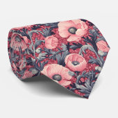Antike rosa Mohnblumen Blumen Krawatte (Gerollt)