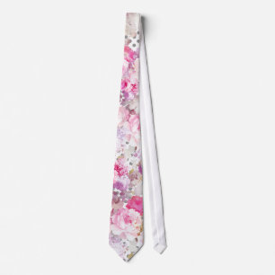 Antike rosa Pastell-Blumen Punkte-Muster Krawatte
