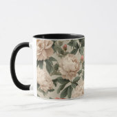 Antike Rosa Pfingstrosen-Creme-Blumenmuster Tasse (Links)