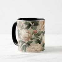 Antike Rosa Pfingstrosen-Creme-Blumenmuster