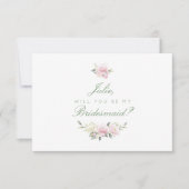 Antike rosa Rose Bridesmaid Card Einladung (Vorderseite)
