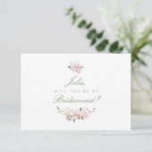 Antike rosa Rose Bridesmaid Card Einladung (Stehend Vorderseite)