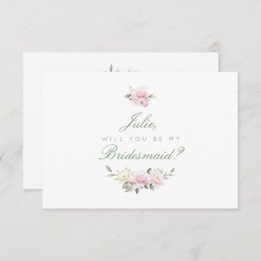 Antike rosa Rose Bridesmaid Card Einladung (Vorne/Hinten)