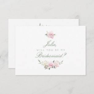 Antike rosa Rose Bridesmaid Card Einladung
