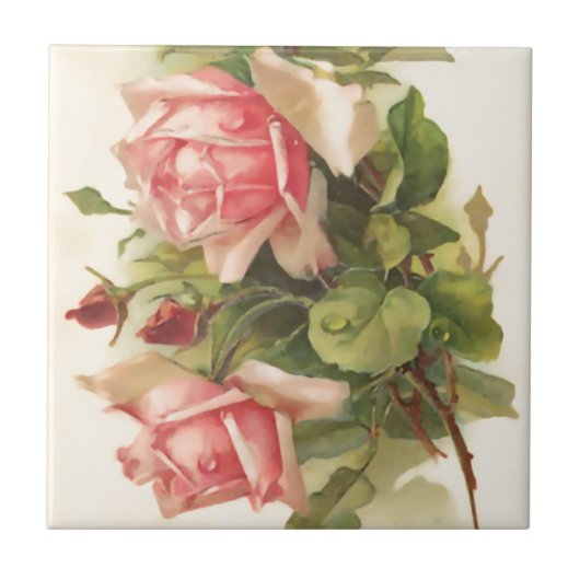 Antike Rosa Rose Fliese (Vorderseite)