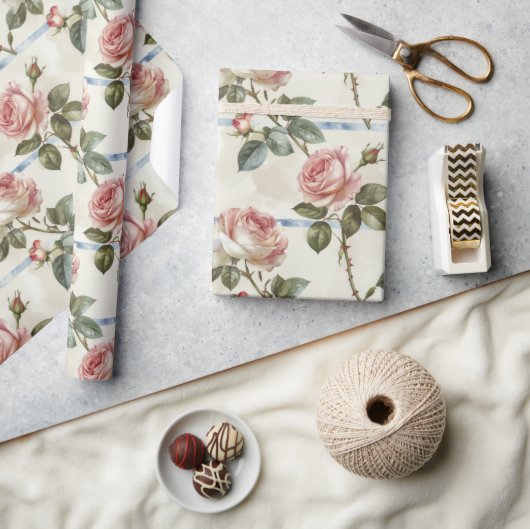 Antike rosa Rose Geschenkpapier (Kunsthandwerk)