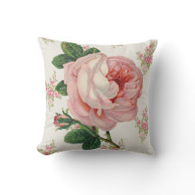 Antike rosa Rose und Sträuße Landkissen