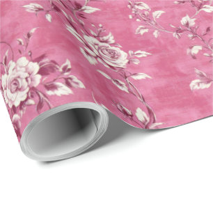 Antike rosa Rosen-Blumen-Chinoiserie-Decoupage Geschenkpapier