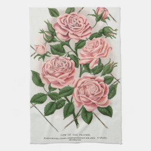 Antike Rosa Rosen Botanische Cottagecore Kunst Geschirrtuch